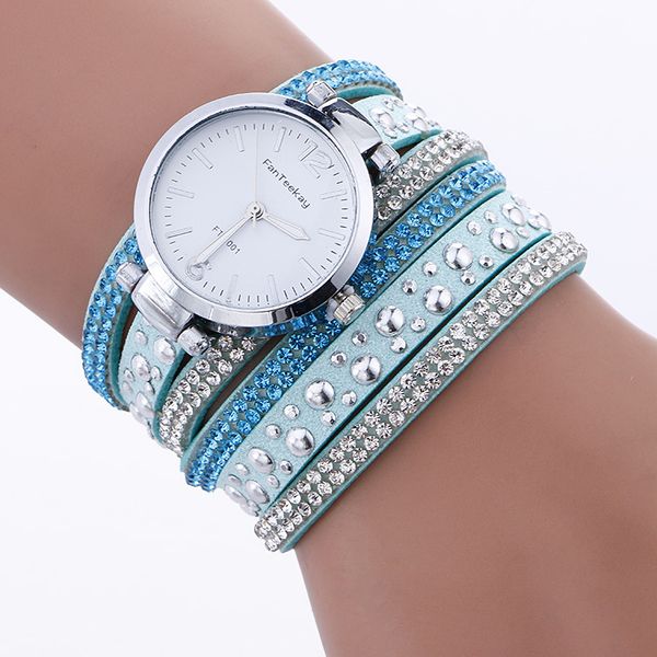 

new fashion women watches multi layers winding quartz bracelet watch pu leather rhinestone ladies wristwatch, Slivery;brown