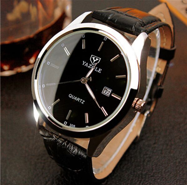 

watches men fashion calendar erkek kol saati male leather clock quartz watch relogio masculino, Slivery;brown