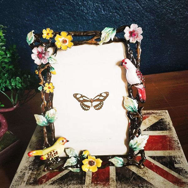 

new 4x6 inch europe tyle flower rhinestone wedding p frames for home decoration with picture card for popular gift