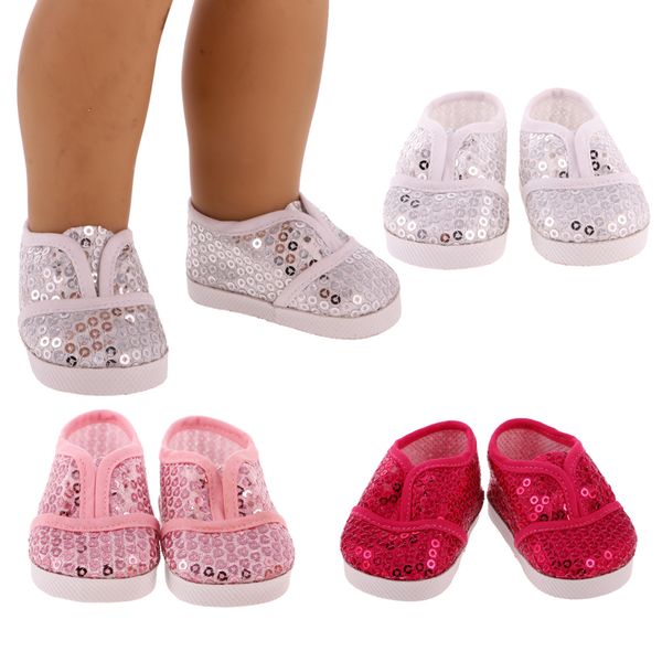 Wholesale Pair Bling Bling Sequin Shoes Sneakers For 18'' American Girl Dolls Fashion Shoes Dolls Outfit Dress Girl Access Doll Accessories For 18 Wholesale Pair Bling Bling Sequin Shoes Sneakers For 18'' American Girl Dolls Fashion Shoes Dolls Outfit Dress Girl Access Doll Accessories For 18