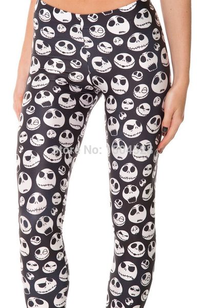 

2016 women's clothes 3d print digital printing wholesale and details jack skellington leggings leggings casual skinny pants, Black