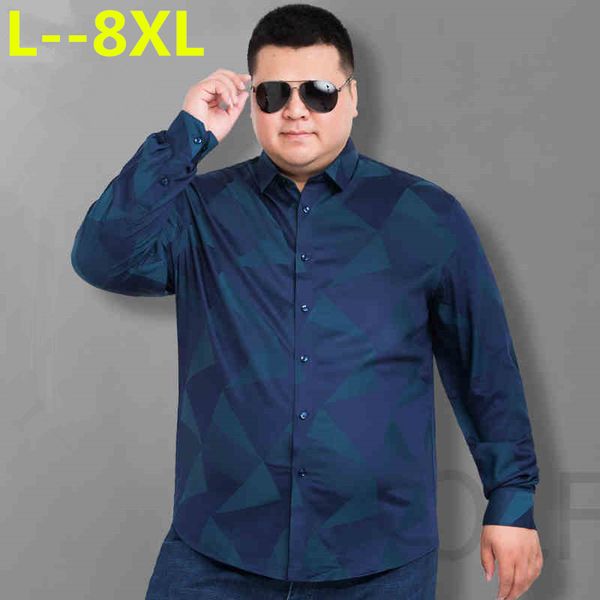 

plus 8xl 6xl 5xl men shirt business floral cotton design long sleeve casual brand clothing tees male shirts, White;black