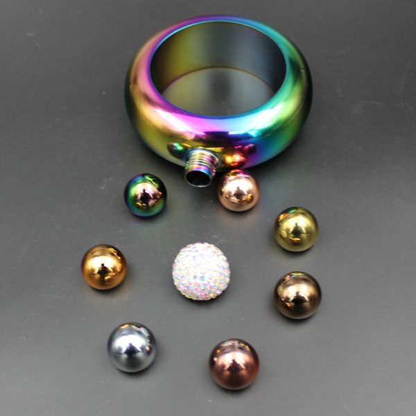 

creative round hip flask bangle flask bracelet with handmade rhinestones lid hidden alcohol flasket gift for men(3.5oz) dhl h295f, Golden;silver