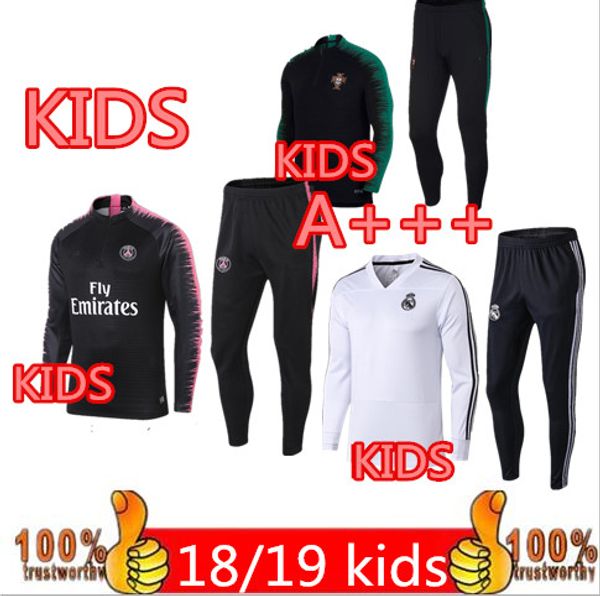 

KIDS 18 19 Real Madrid soccer Tracksuit 2018-2019 Brazil soccer Jerseys kit VERRATT paris football jacket tracksuit set