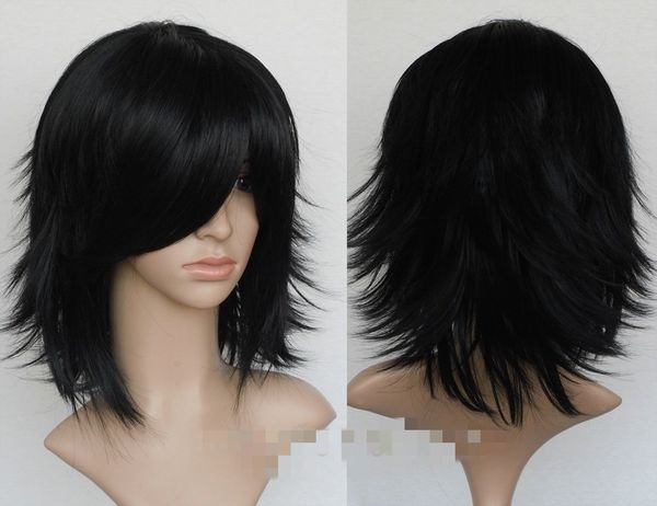 

sell new black short medium straight cosplay anime wig