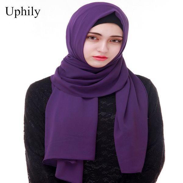 

женщины равнина толстый пузырь шифон шарф мусульманский хиджаб обернуть сплошной цвет платки платок популярные хиджаб мусульманский тюрбан ш