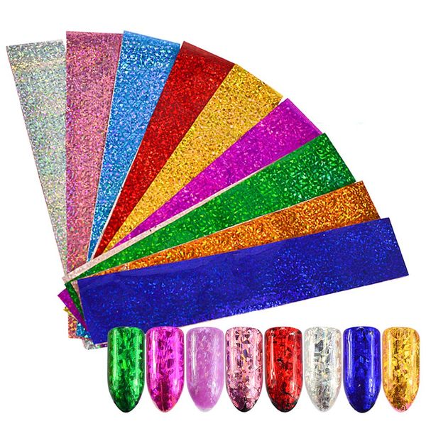 

9 sheets starry laser foils colorful shimmer transfer sticker diy holographic nail art decorations, Black