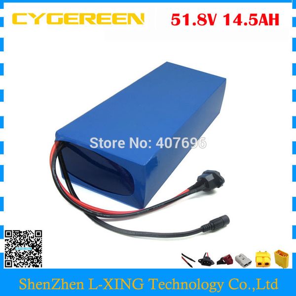 

customs fee 1000w 51.8v 14.5ah lithium battery 52v 14ah e-scooter battery 52v ebike battery use ncr pf 2900mah cells