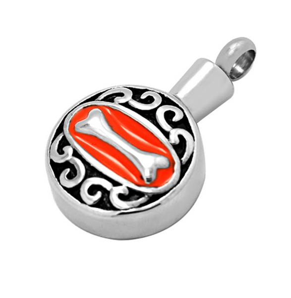 

custom-made stainless steel simple round bone ash box necklace can open perfume bottle funeral cremation ash jewelry pendant, Silver