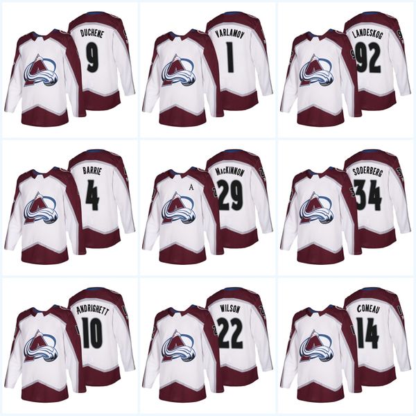 

100th Patch 33 Patrick Roy 2018 Colorado Avalanche Semyon Varlamov Nathan MacKinnon Gabriel Landeskog Matt Duchene Ice Hockey Jerseys
