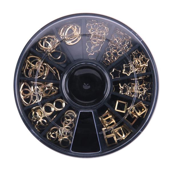 

1 x nail art decoration wheel 3d nail metal studs mixed shape gold wheel manicure decor diy nails rhinestones, Silver;gold