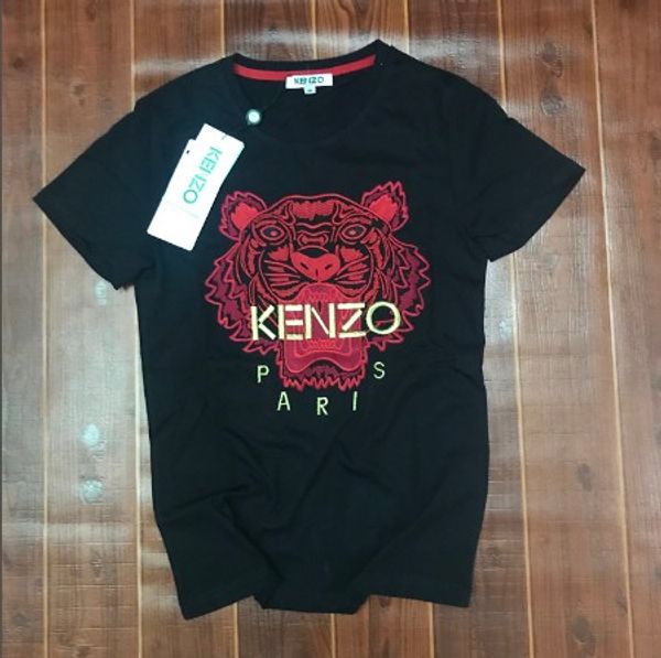 

2018 summer men's fashion short-sleeved t-shirt new tiger head personality embroidery men's round neck slim T-shirt men's explosion