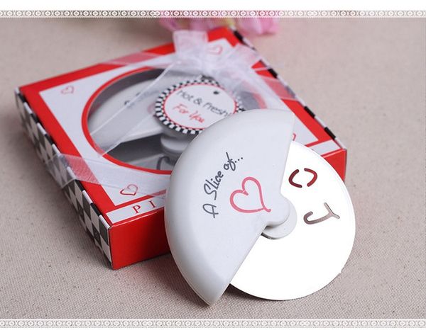 

wholesale 100 slice of love stainless steel pizza cutter novelty wedding favors and gifts ing