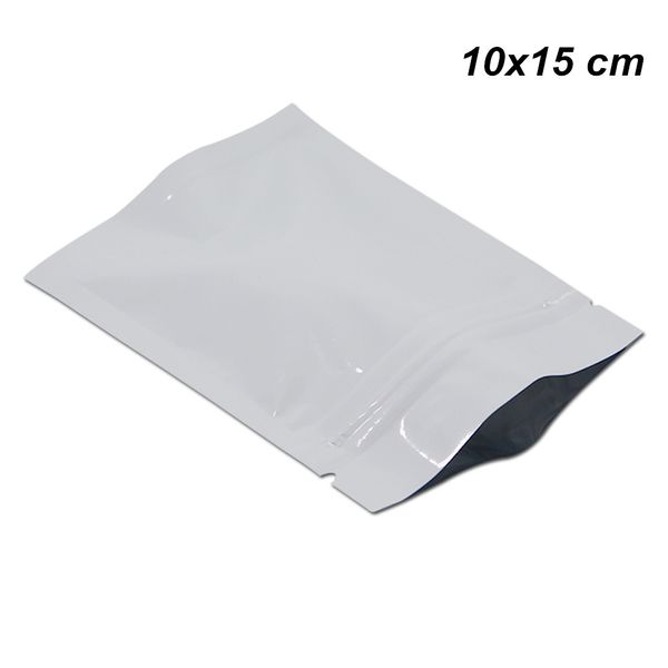 10x15 100pcs cm / Lot Branco Folha de Mylar Zipper bloqueio sacos de embalagem Reclosable Retail calor selo Amostra pacotes folha de alumínio Pouch for Cookie