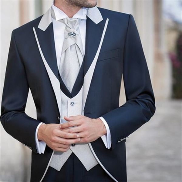 Mais recente casaco calho design casamento homens terno 3 peças (jaqueta + pant + colete + gravata) noivo Prom masculino trajes de hombre blazer 815