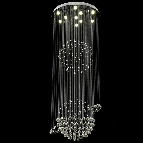 Luxo moderno iluminação Long Crystal Chandelier Grande Montagem LED Levado Interno Corredor Luz Luminária Pendurado Cristals Lustre