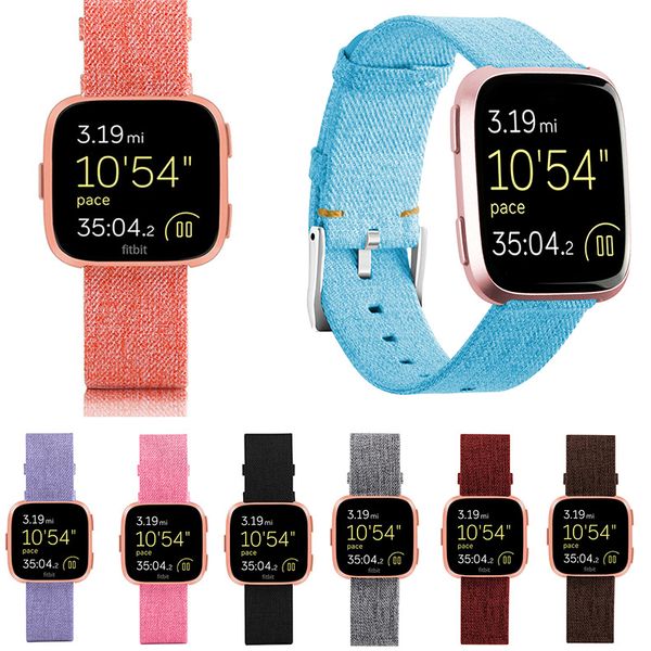 Versa Esportes Tecidos Faixa de Tela Tecido Nylon Lona Watchband Buckle Strap Pulseira Fitbit Versa Lite SmartWatch Smartwatch Band Banda de Pulso