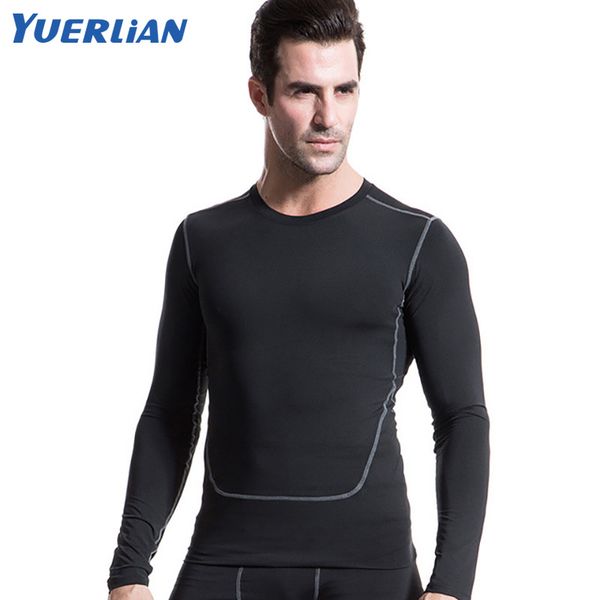 

tights training sports men's gym running t-shirt rashgard long sleeve sport shirt, Black;blue