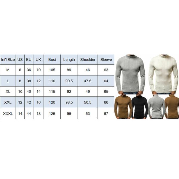 Jersey para hombre de cuello tortuga Semental Cremallera en el cuello /& Grueso Suéter Casual Nuevo M L XL XXL
