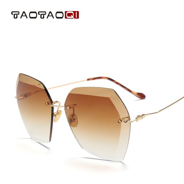 

taotaoqi luxury sunglasses women designer brand fashion rimless sun glasses female uv400 vintage eyewear oculos de sol, White;black