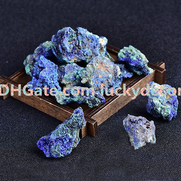 

Малый нерегулярный натуральный необработанный синий азурит Geode Gemstone 100 г Малахит