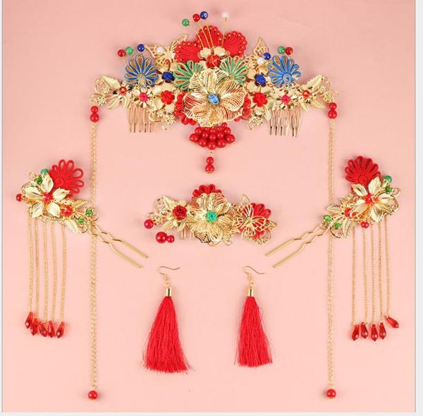 

new style ancient wedding brides, tiara, phoenix crown chinese dress headwear qipao dragon and phoenix gown hairpin, Slivery;golden