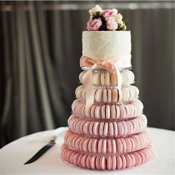

wholesales 2018 6 tiers round macaron tower cake stand macaron display rack for wedding birthday event & party supplier