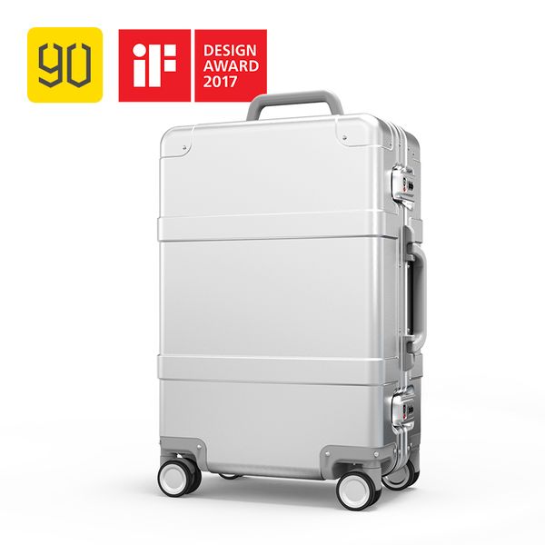 

90fun , aluminum alloy carry on suitcase with spinner wheel tsa unlock, silver 20 inch