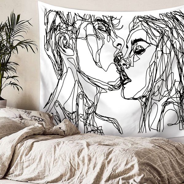 

body line tapestry art wall hanging tapestry simple design line wall decor bedspread yoga mat picnic cloth home & living