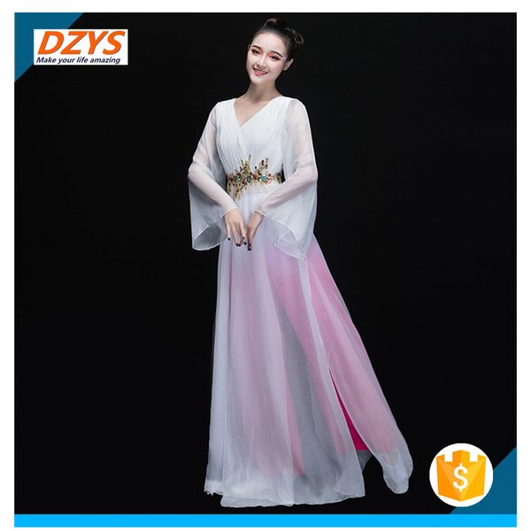 

cy-women's new elegant modern dance costume sleeves dance dress, Red