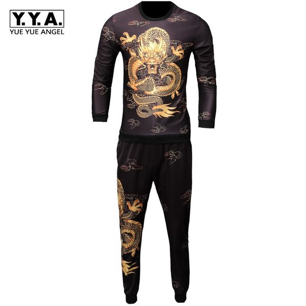 

2018 new autumn men sets fashion printing long sleeve t-shirt ankle-length pants two pieces sets casual mens tracksuit plus size, Gray