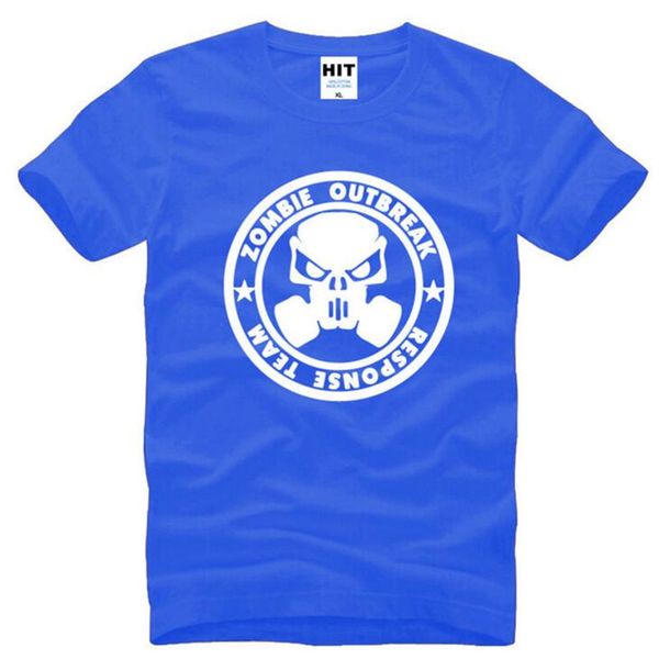 

zombie mask outbreak response team printed t shirts men summer style short sleeve o-neck cotton men's t-shirt mens fans tee, White;black
