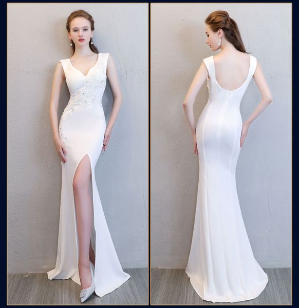 

new fashion black fishtail formal evening dresses autumn and winter red long v-neck split ball beauty pageant dresses hy064, Black;red