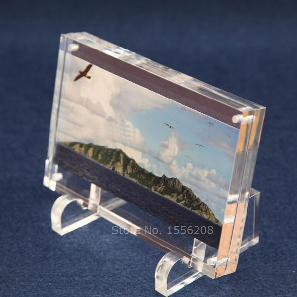 

thick acrylic magnetic block frame memory picture display 5x7 inches with self standing holder