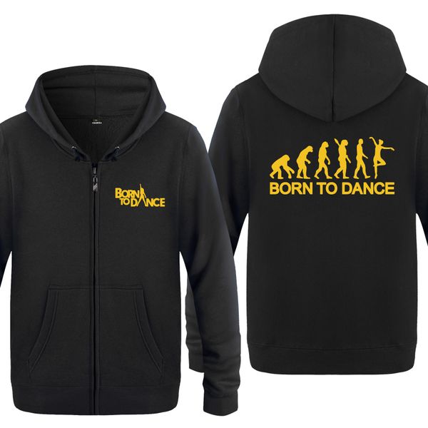 

born to dance ballet evolution hoodies men 2018 men's fleece zipper cardigans hooded sweatshirts, Black