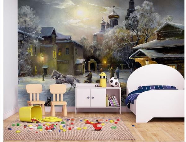

сказочный замок ночная сцена масляная живопись тв фон стены обои home decor дизайнеры