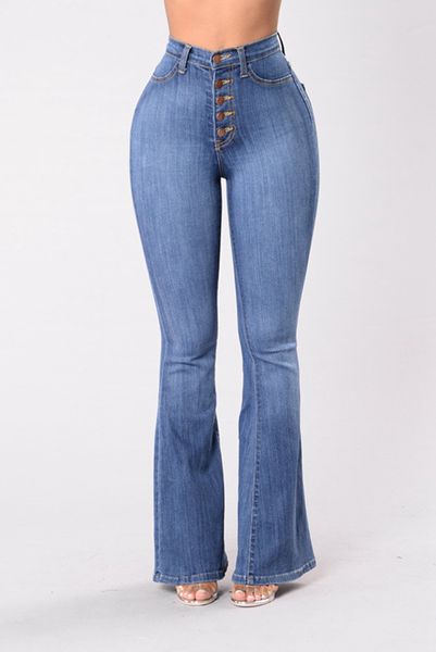 Compre Parte Inferior De Campana Jeans De Mujer Cintura Alta