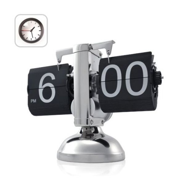

gsfy-black retro flip down clock-internal gear operated flip home clock usa shipping