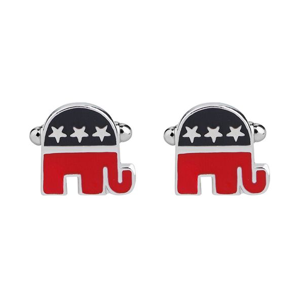 

new fashion republican elephant enamel cufflinks wedding cuff links for men discount cufflinks zj-0903935, Silver