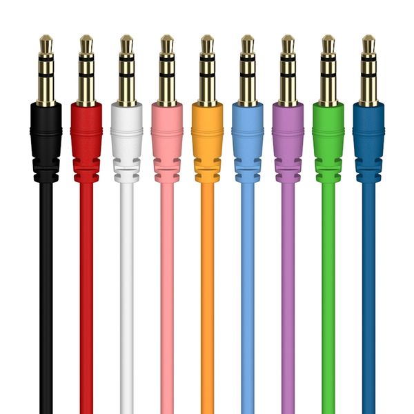 

500pcs/lot aux cable male to male audio cable color car audio 3 5mm jack plug for headphone mp3