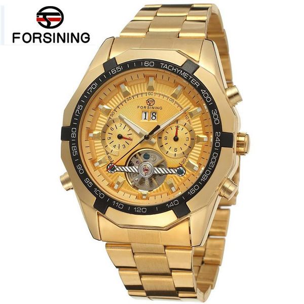 

2017 forsining watch men's orologio uomo day/week/month tourbillion watches wristwatch gift box ship, Slivery;brown