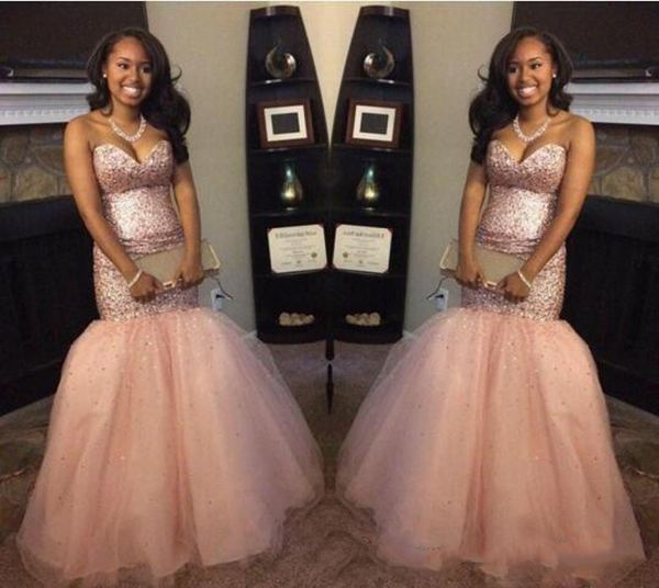 

2017 peach aso ebi bling bling sequins black girl backless mermaid prom dresses sweetheart backless vintage south africa evening gowns