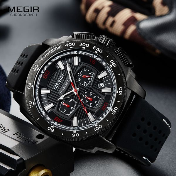 

men's silicone black sportz chronograph wrist watches army marine quartz swatch clock man relogios masculino 2056g-bk-1, Slivery;brown