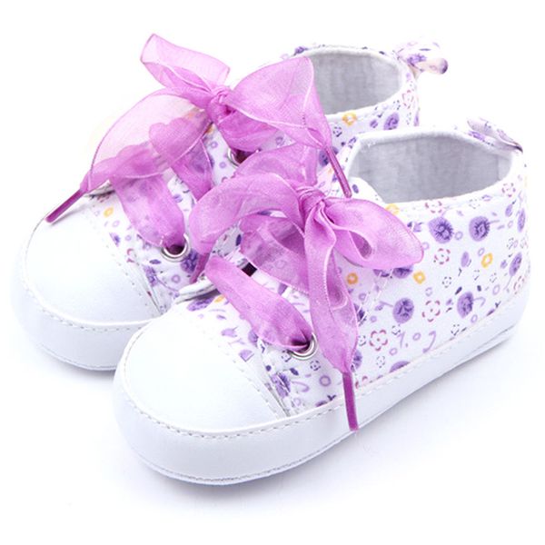 

baby shoes flower ribbon baby girl sneaker lace up soft sole prewalkers