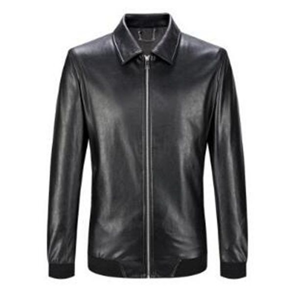 

мужская осень и зима европа и сша личный стиль модный бутик короткий красивый мотоцикл кожаное пальто / 6756 m-4xl, Black