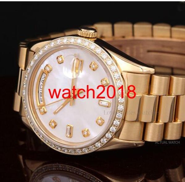 

Luxury Watch Fashion Watches 18K Yellow Gold 18238 With MOP Diamond Dial Automatic Mechanical Mens Watch Men's Watches