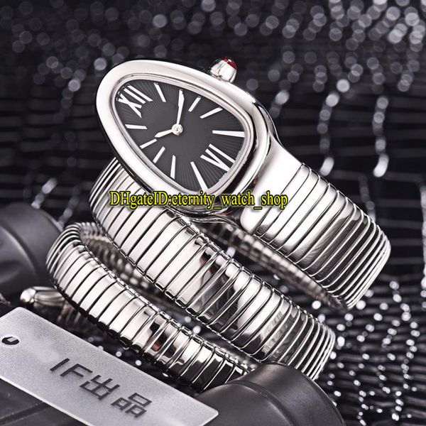 

luxry new serpenti tubogas 101911 sp35c6ss.2t black dial swiss quartz womens watch stainless steel case bracelet fashion lady watches 01, Slivery;brown