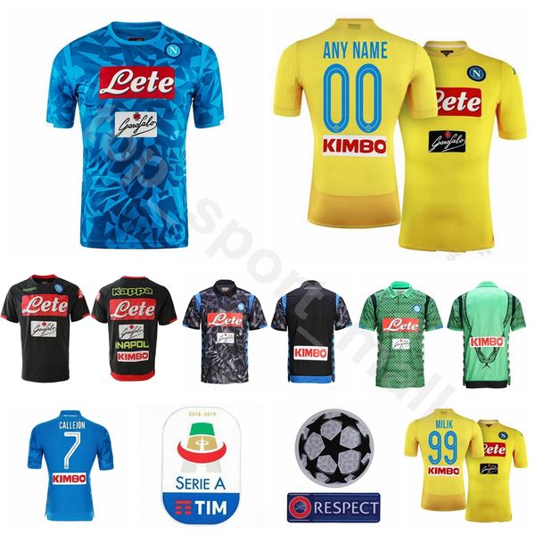 

2018 2019 FC Soccer Napoli Jersey Men 7 CALLEJON 14 MERTENS 17 HAMSIK 20 ZIELINSKI 5 ALLAN 24 INSIGNE Football Shirt Kits Uniform