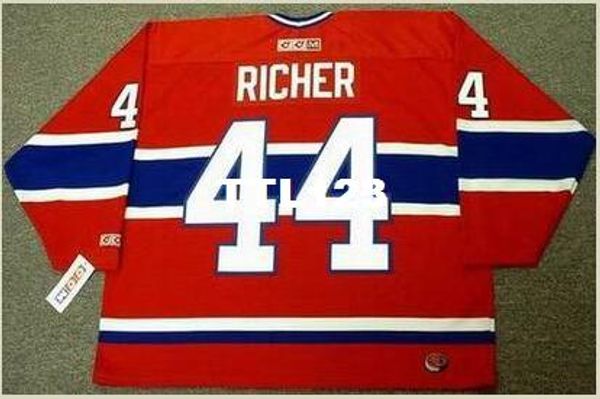 

men #44 stephane richer montreal canadiens 1986 ccm away hockey jersey or custom any name or number retro jersey, Black;red