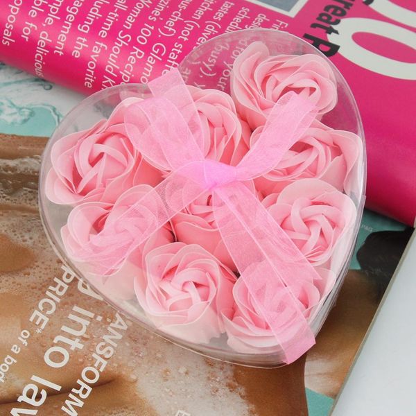 

9pcs scented flower bath body soap rose petal for bathing 2colors flowers wedding party